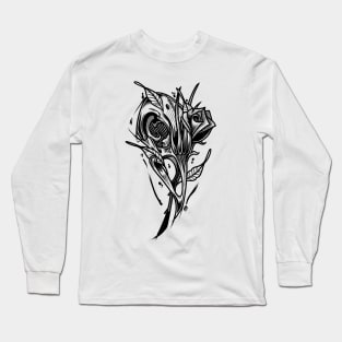 Bird Skull & Rose Ink Long Sleeve T-Shirt